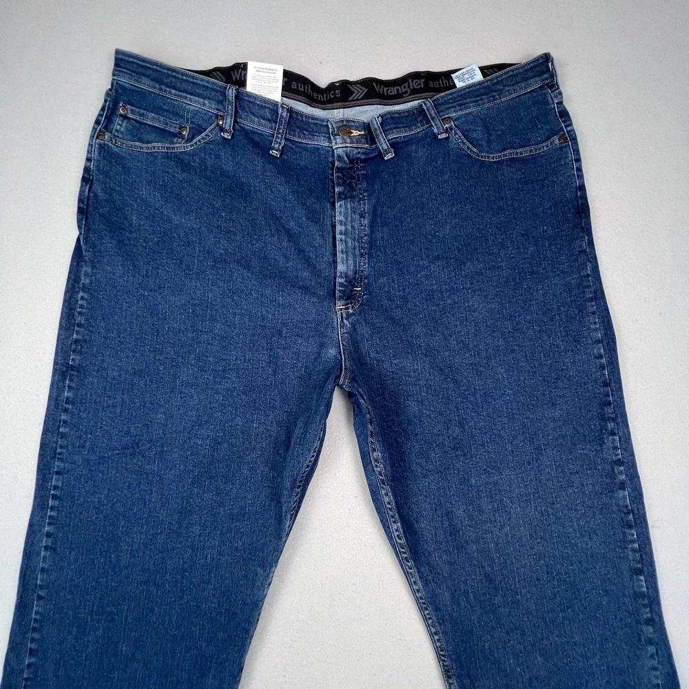 Wrangler Authentics Jeans Mens 48x34 Blue Comfort Flex Straight Leg Denim Casual